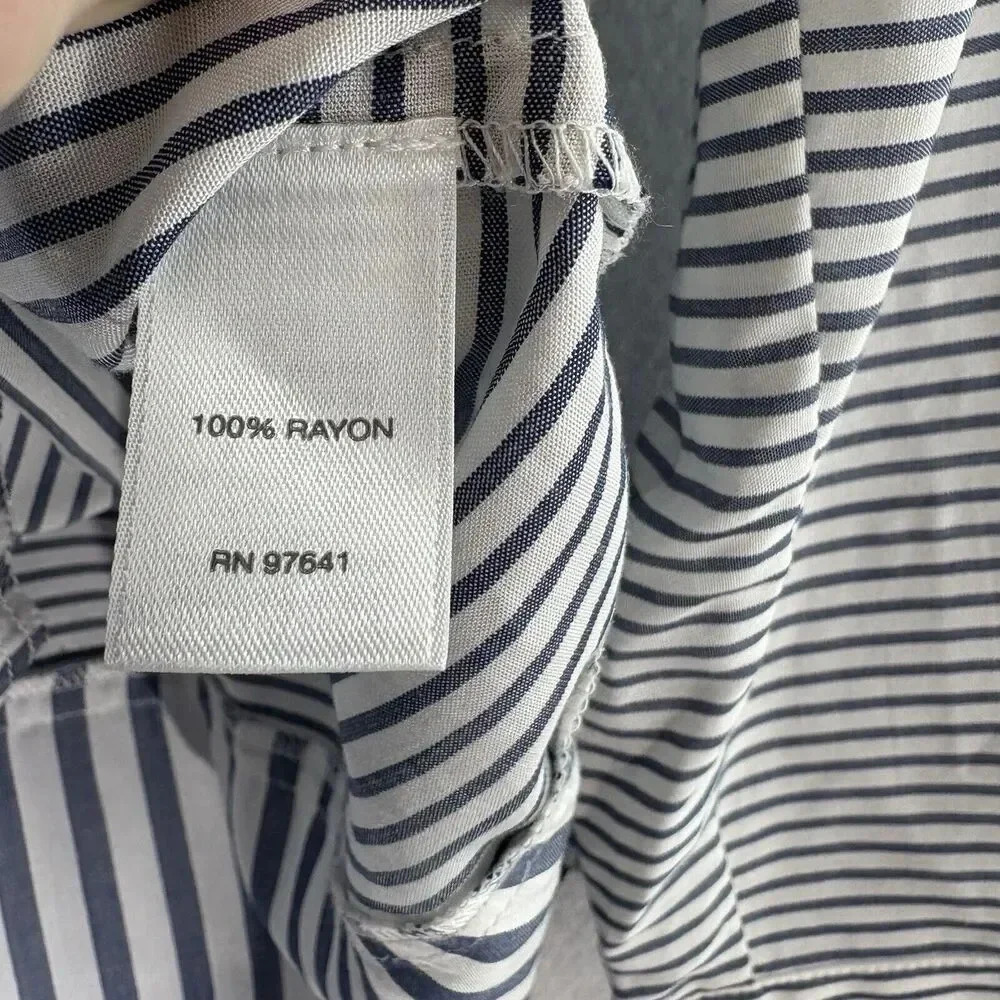 J Jill Womens Button Tunic Top Shirt Large Long Sleeve Striped Navy Blue White - Picture 7 of 7